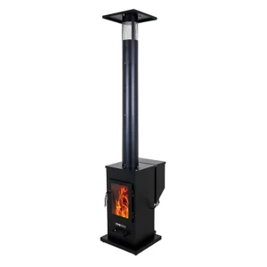 Even Embers Pellet-Fueled Patio Heater with 1 Glass Panel, 100 sq. ft., 70,000 BTU