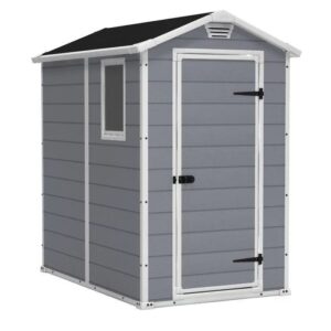 Keter Manor 4 ft. W x 6 ft. D Vertical Resin Outdoor Storage Shed Ideal For Patio Installation Included