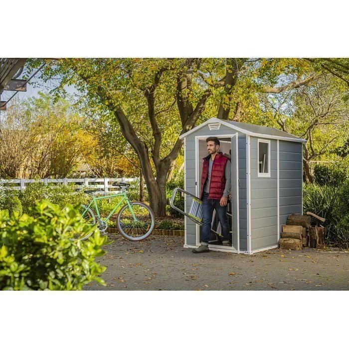 Keter Manor 4 ft. W x 6 ft. D Vertical Resin Outdoor Storage Shed Ideal For Patio Installation Included - Image 10
